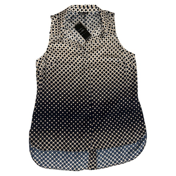 Jessica Graphic Black and White Sleeveless Button Down Top - Picture 4 of 5